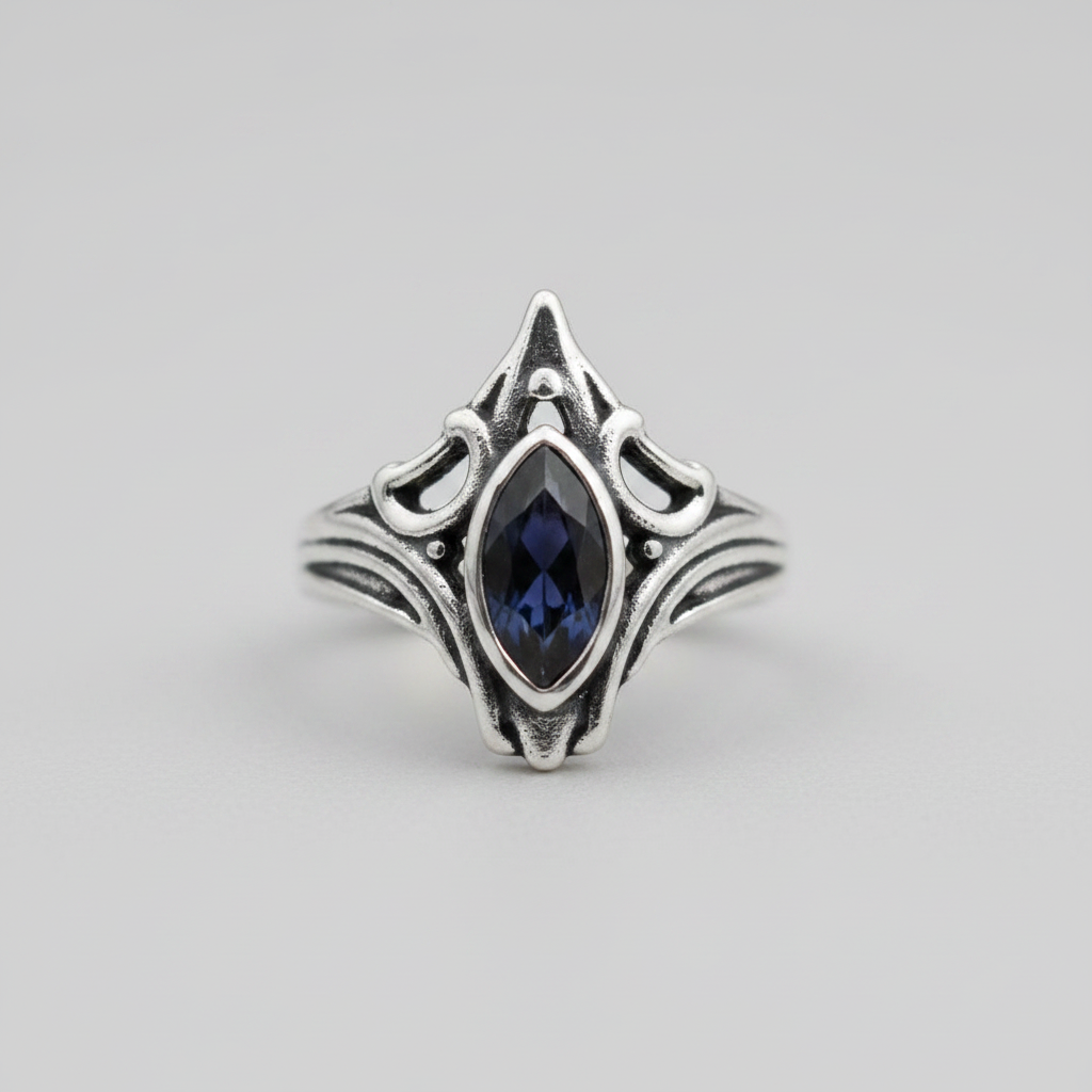 Midnight Sapphire Gothic Ring