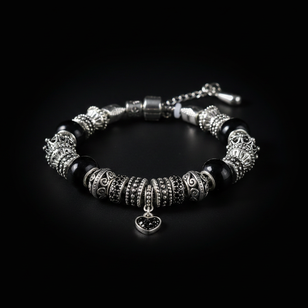 Gothic Noir Beaded Bracelet