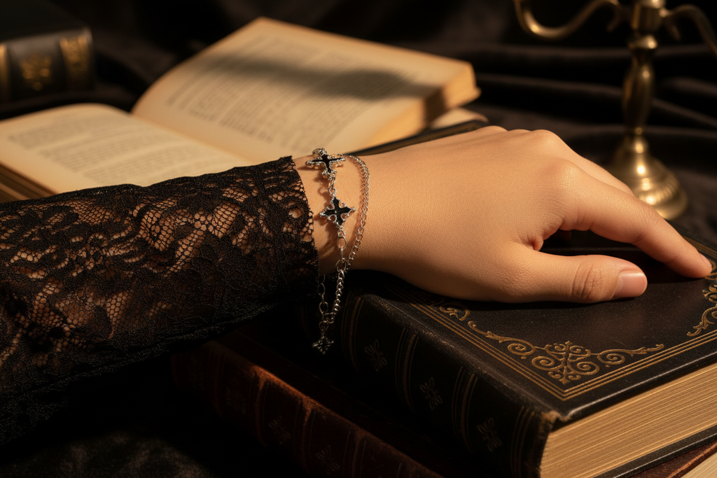 Gothic Cross Charm Bracelet