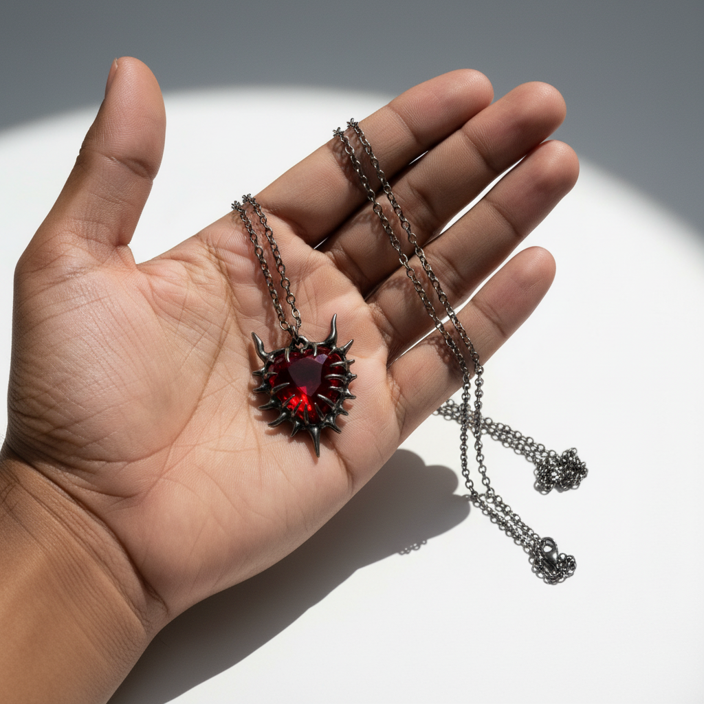 Thorned Crimson Heart Pendant