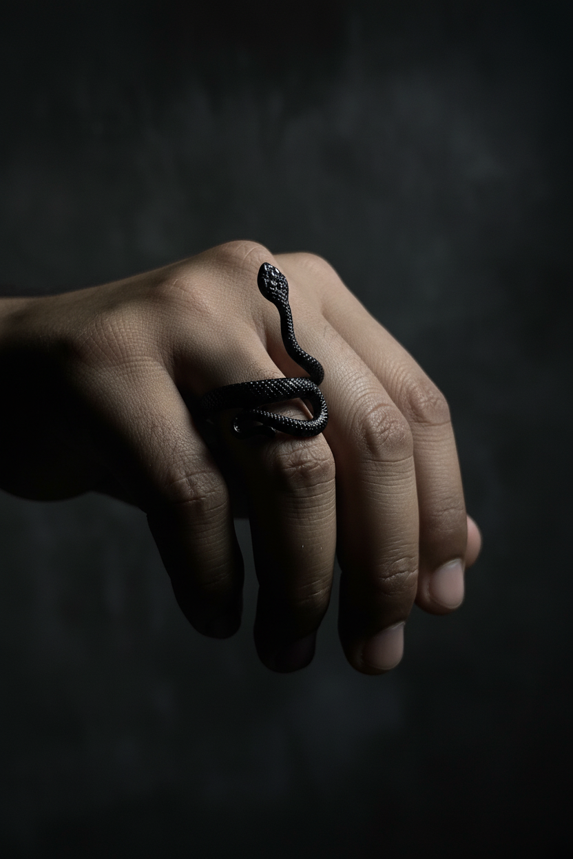 Black Cobra Snake Ring