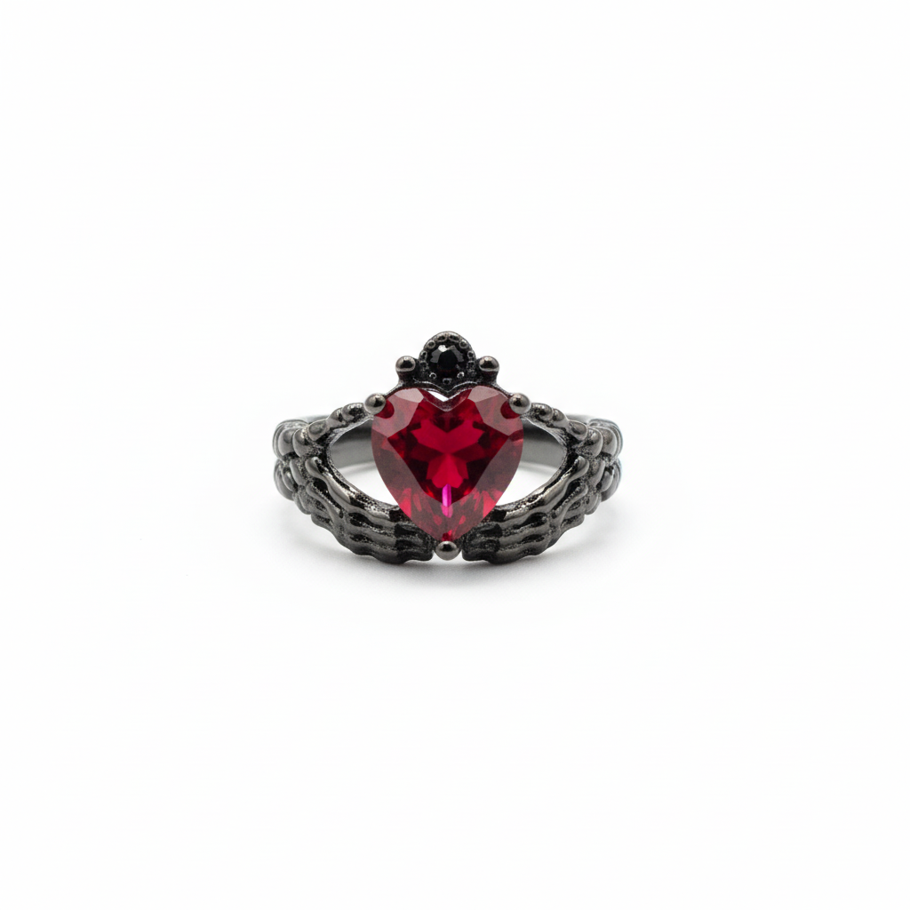 Gothic Heart Gemstone Ring