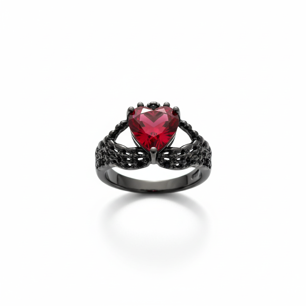 Gothic Heart Gemstone Ring