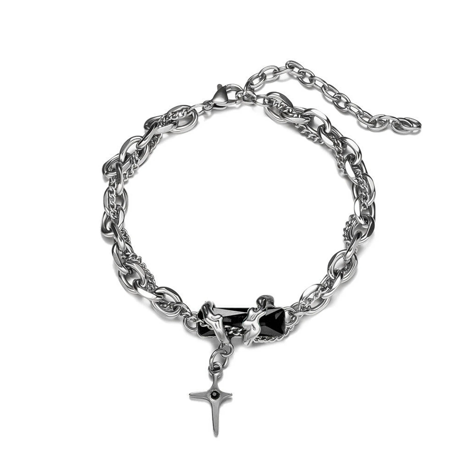 Crimson Cross Gothic Chain Bracelet