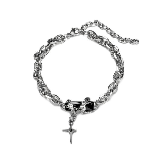 Crimson Cross Gothic Chain Bracelet